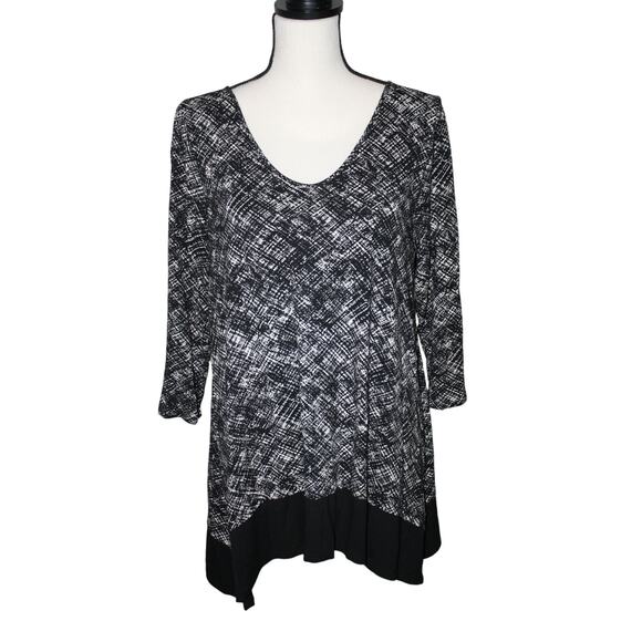 J. Jill Wearever Collection Women's Tunic Tops MP 1/4 Sleeve Black & White - Picture 1 of 5